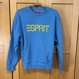 Esprit Unisex Crewneck Sweater in Blue with Yellow Logo